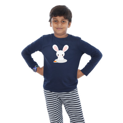 Blue Full Sleeve Boys Pyjama - Bunny Rabbit